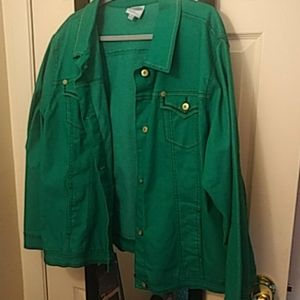NWOT DG2 Diane Gilman Denim Jacket in Emerald 3x